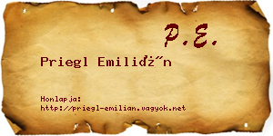 Priegl Emilián névjegykártya